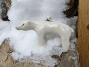 polar bear mama and cub porcelain figurine