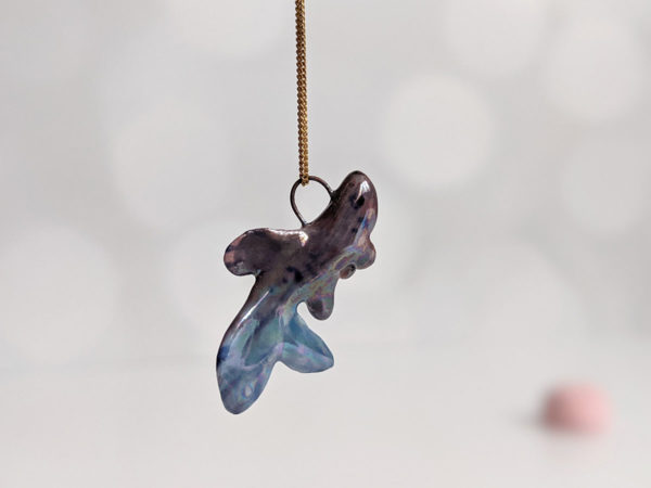 betta splendens fish porcelain pendant