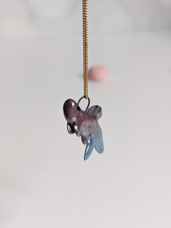 betta splendens fish porcelain pendant