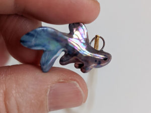 betta splendens fish porcelain pendant