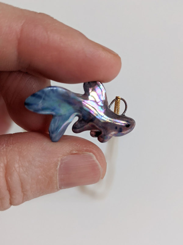 betta splendens fish porcelain pendant