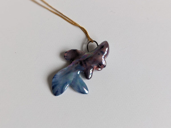 betta splendens fish porcelain pendant