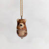 handmade porcelain pendant brown bear gold