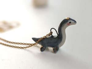 plesiosaur pendant grey gold