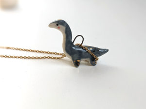 plesiosaur pendant grey gold