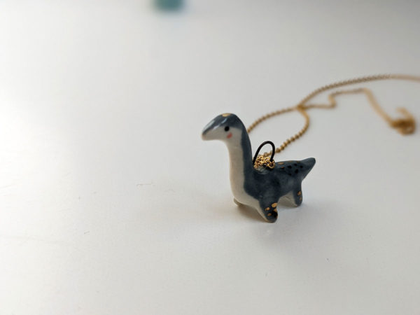 plesiosaur pendant grey gold