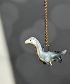 plesiosaur pendant grey gold