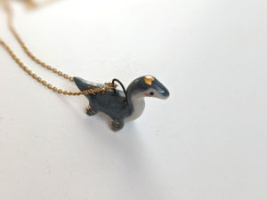 plesiosaur pendant grey gold