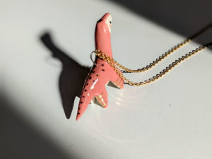 plesiosaur pendant pink gold