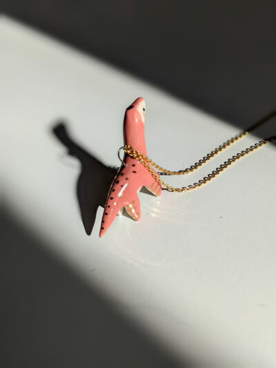 plesiosaur pendant pink gold