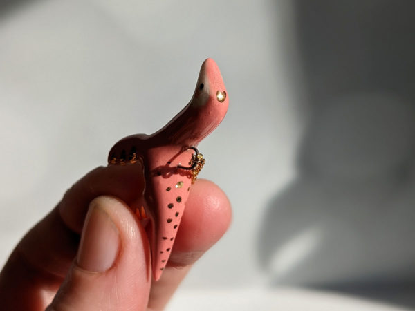 plesiosaur pendant pink gold
