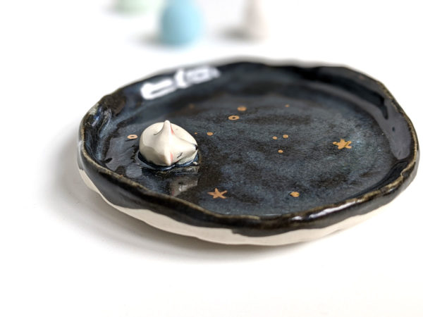 porcelain ring dish handmade arctic fox