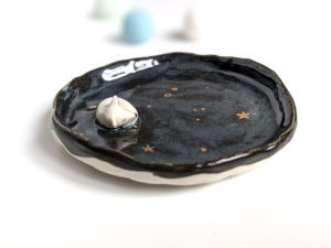 porcelain ring dish handmade arctic fox