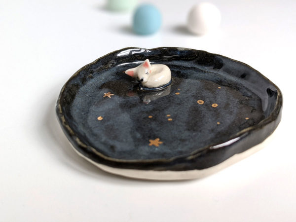 porcelain ring dish handmade arctic fox