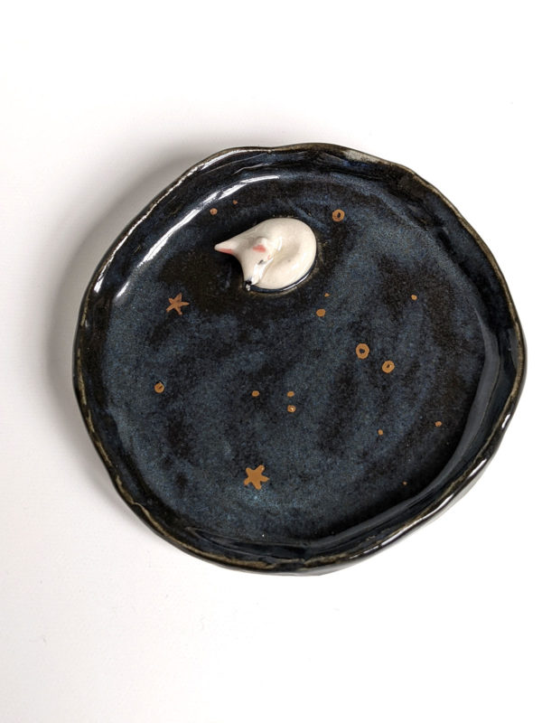 porcelain ring dish handmade arctic fox