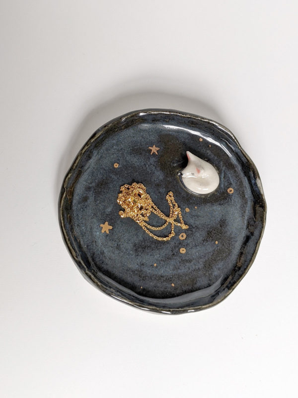 porcelain ring dish handmade arctic fox