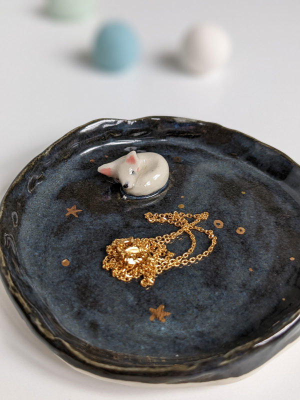 porcelain ring dish handmade arctic fox