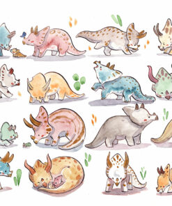 triceratops watercolor painting
