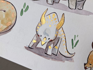 triceratops watercolor painting