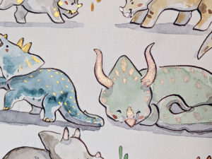 triceratops watercolor painting