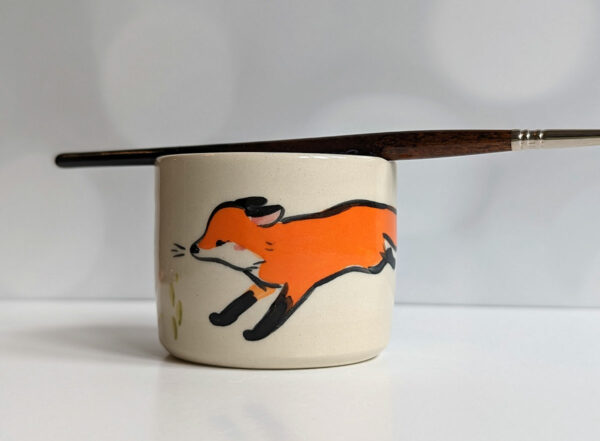 handmade stoneware artist cup for painting