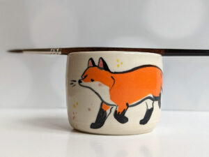 handmade stoneware artist cup for painting