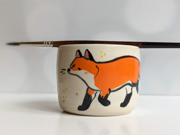 handmade stoneware artist cup for painting