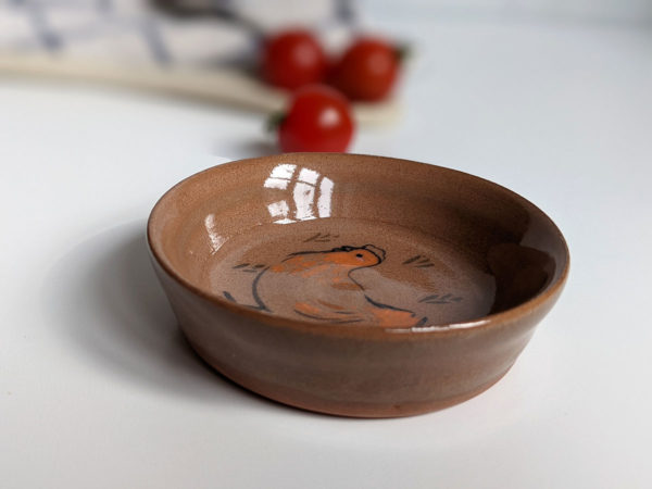 chicken ring dish red clay