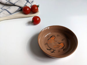 chicken ring dish red clay