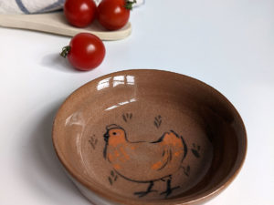 chicken ring dish red clay