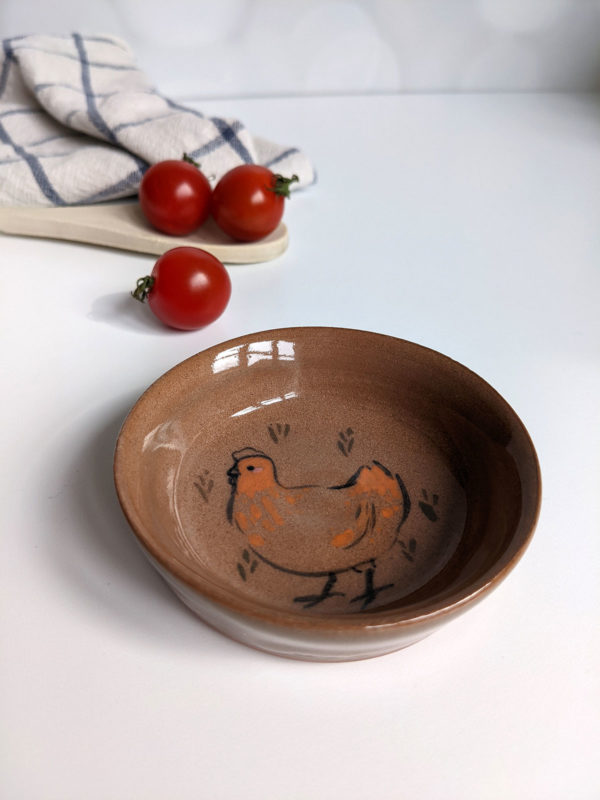 chicken ring dish red clay