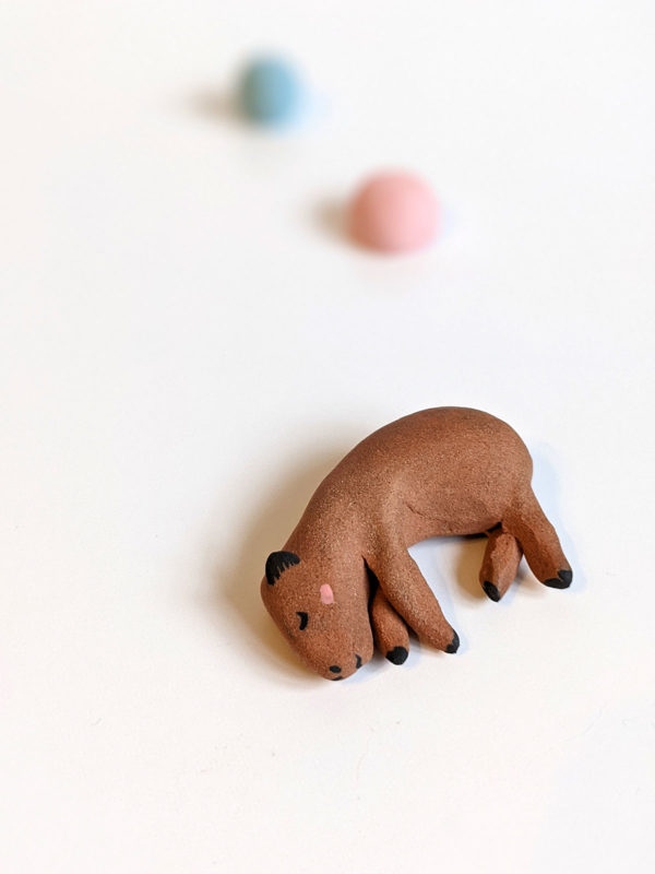 red clay capybara ceramics figurine