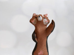 red panda red clay ceramics figurine