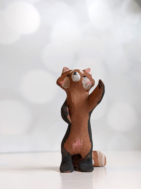 red panda red clay ceramics figurine