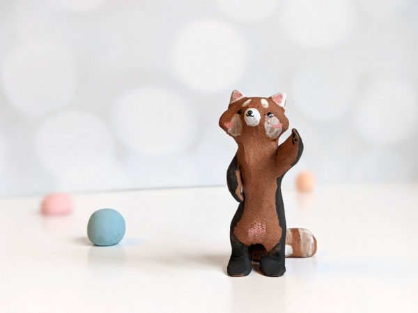 red panda red clay ceramics figurine