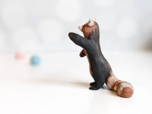 red panda red clay ceramics figurine