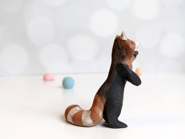 red panda red clay ceramics figurine