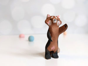 red panda red clay ceramics figurine