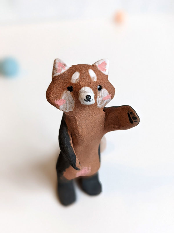 red panda red clay ceramics figurine