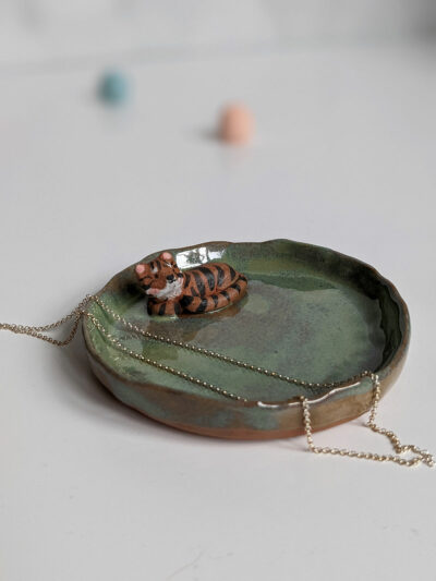 handmade ring dish tiger