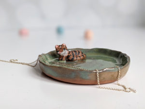 handmade ring dish tiger