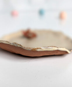 handmade red clay ring dish fox