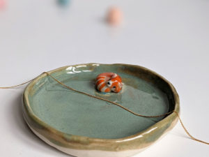 Handmade porcelain tray red panda
