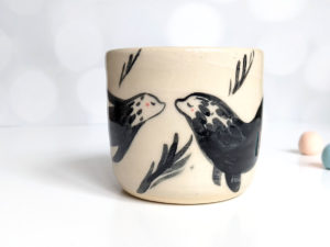 fur seal porcelain tumbler handmade