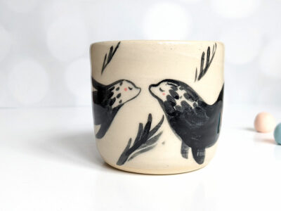 fur seal porcelain tumbler handmade