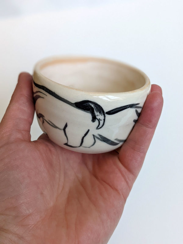 handmade white stoneware tumbler anteater