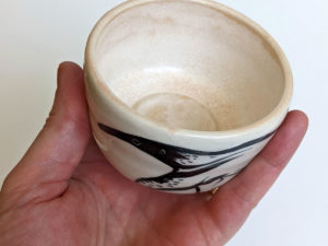 handmade white stoneware tumbler anteater