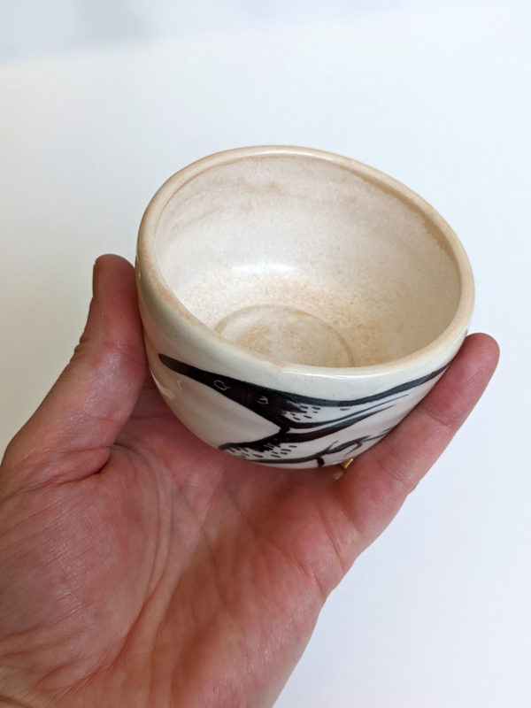 handmade white stoneware tumbler anteater