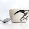 handmade white stoneware tumbler anteater