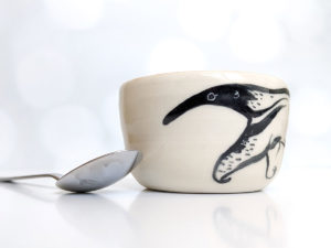 handmade white stoneware tumbler anteater